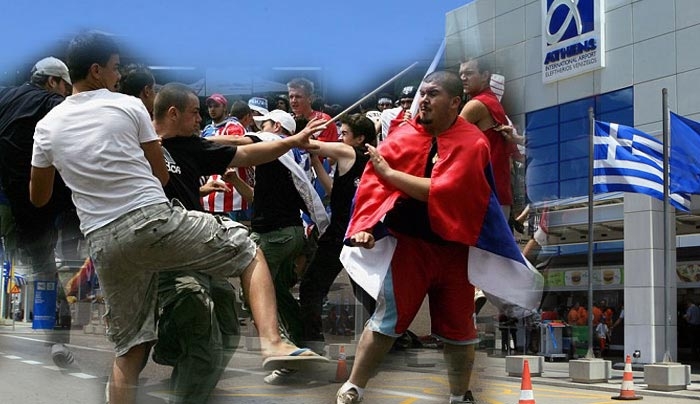 Επεισόδια με Σέρβους και Κροάτες οπαδούς στο «Ελ. Βενιζέλος» - Εξι τραυματίες και 36 προσαγωγές (βίντεο)