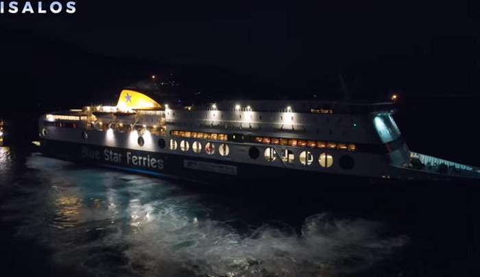 Όταν το Blue Star 2 των 176 μέτρων δένει σε 3 λεπτά στην Κάλυμνο!