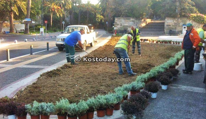 Συνεχίζονται οι εργασίες από την Υπηρεσία Πρασίνου τοποθέτηση νέων φυτών στο λιμάνι (φωτό)