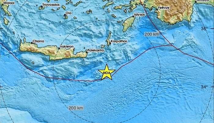 Σεισμός 4,5 Ρίχτερ ανοιχτά της Κρήτης