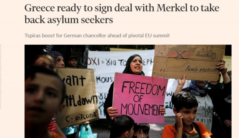 FT: Ο Τσίπρας φέρνει πρόσφυγες στην Ελλάδα μετά από συμφωνία με την Μέρκελ