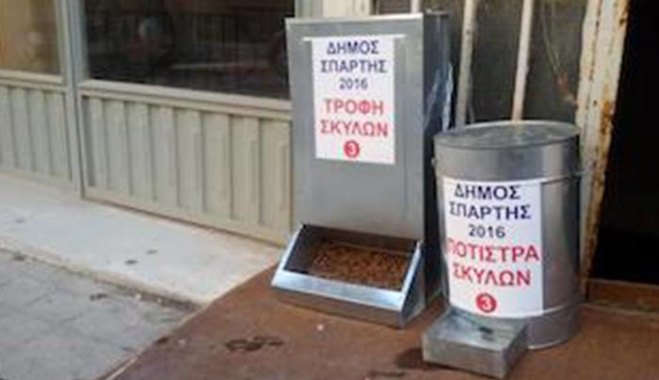 Ταΐστρες και ποτίστρες θα έχουν στη διάθεση τους τα αδέσποτα της Σπάρτης