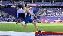 Ο Mίλτος Τεντόγλου με ένα άλμα στον τελικό του μήκους των Ολυμπιακών Αγώνων