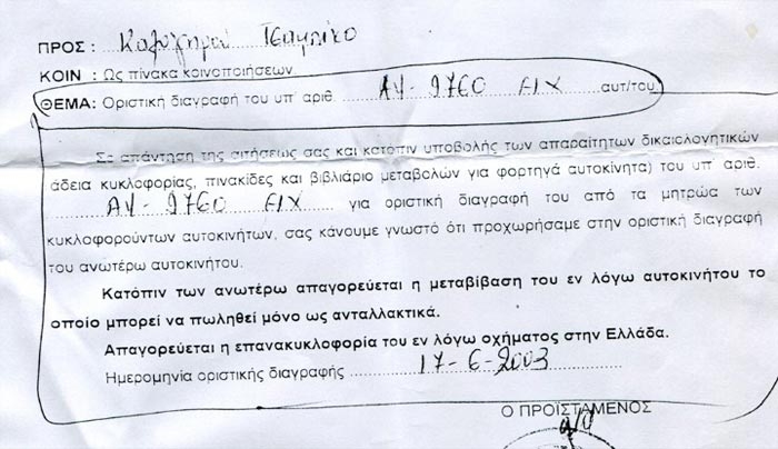 Μετά από 13,5 χρόνια του ζητούν τα τέλη κυκλοφορίας!