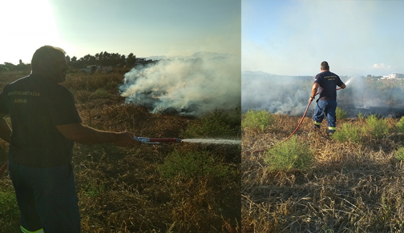 Αστραπιαία παρέμβαση της Δομής Πολιτικής Προστασίας του Δήμου σε πυρκαγιά που ξέσπασε στο Μαρμάρι