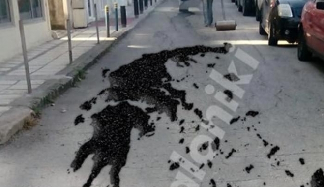 H «επική» ασφαλτόστρωση με... μπαλώματα στην Καλαμαριά που έγινε viral
